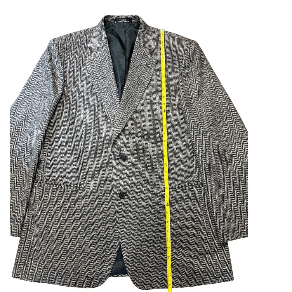 Town Craft Men's Tweed Sport Coat Blazer Two Button Gray Herringbone 46L - Picture 4 of 12
